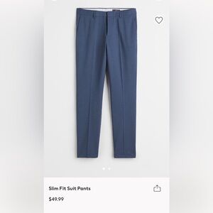 H&M Men’s Slim Fit Suit Pants Navy Blue Size 36R